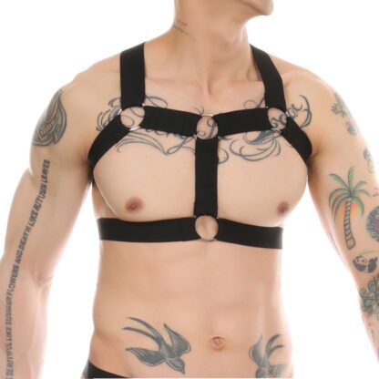 Elastic Chest Harness with Metal Ring Detailing