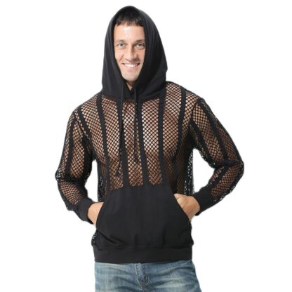 Fishnet Hooded Mesh Top