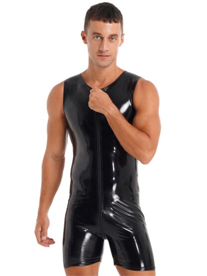Faux Leather Glossy Catsuit - Image 2