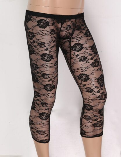 Men's Lace Fetish Pants with Sheer Fabric