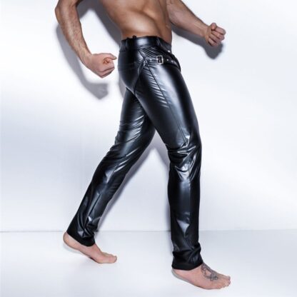 Open Crotch Faux Leather Leggings - Image 3