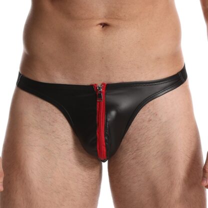 Open Faux Leather Briefs