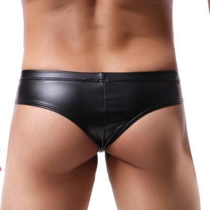 Faux Leather Men's Thong Underwear - Image 2