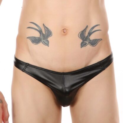 Faux Leather T-Back Thong - Image 2