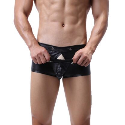 Open Crotch Faux Leather Trunks - Image 3