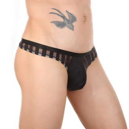 Striped Mesh Thong - Image 3