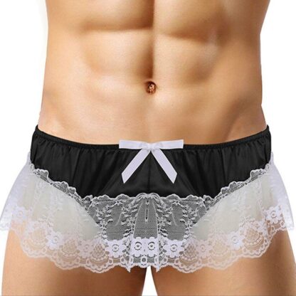 G-String Thong with See-Through Lace Mini Skirt Trim - Image 2