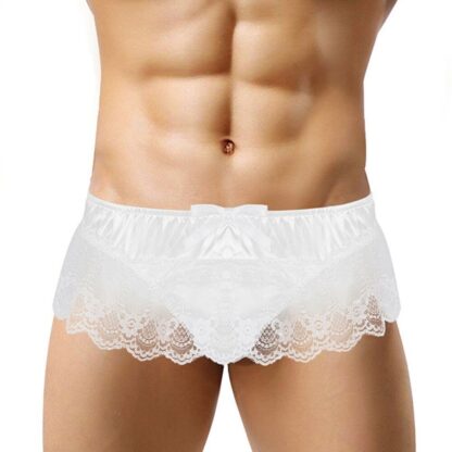 G-String Thong with See-Through Lace Mini Skirt Trim - Image 3