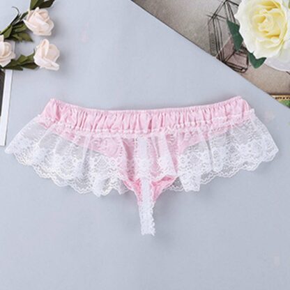 G-String Thong with See-Through Lace Mini Skirt Trim - Image 5