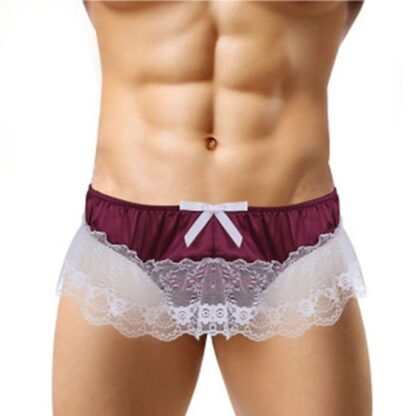 G-String Thong with See-Through Lace Mini Skirt Trim