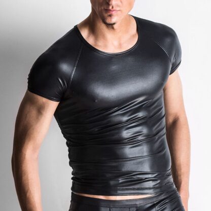 Faux Leather Open Crotch Boxer and Shirt - Image 2