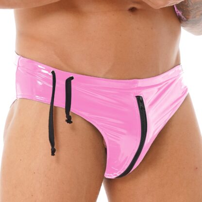 Faux Leather Open Crotch Briefs - Image 3