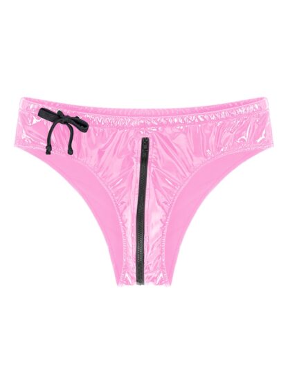 Faux Leather Open Crotch Briefs - Image 5