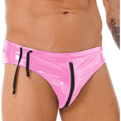 Faux Leather Open Crotch Briefs