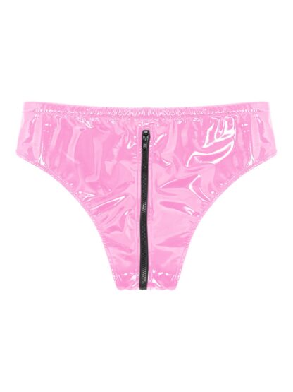 Faux Leather Open Crotch Briefs - Image 6