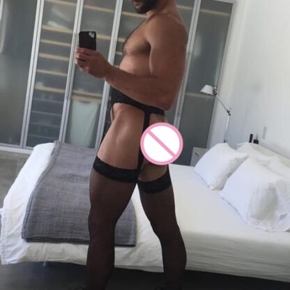 Thigh-High Men's Tights with Garter Belt