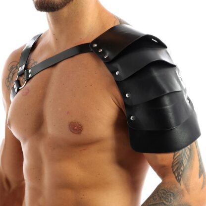 Faux Leather Harness with One Shoulder Armor - Image 4