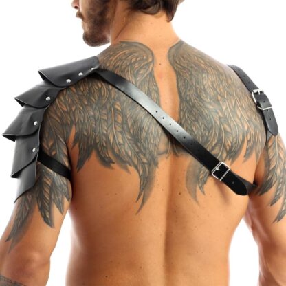 Faux Leather Harness with One Shoulder Armor