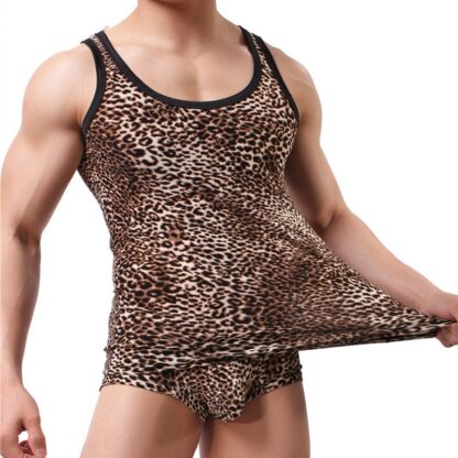 Sleeveless Leopard Undershirt and Boxer Briefs
