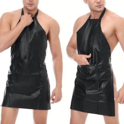 Faux Leather Open Crotch Apron - Image 2