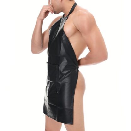 Faux Leather Open Crotch Apron - Image 4
