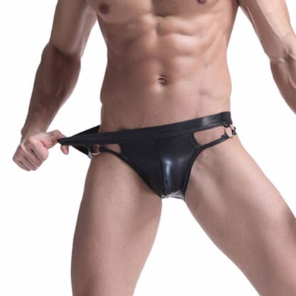 Sleek Faux Leather Jockstrap - Image 2