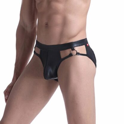 Sleek Faux Leather Jockstrap - Image 4