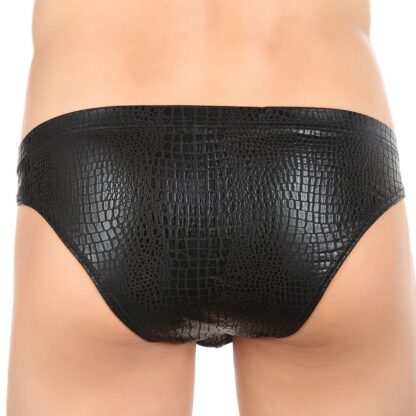 Snakeskin-Like Faux Leather Briefs - Image 4