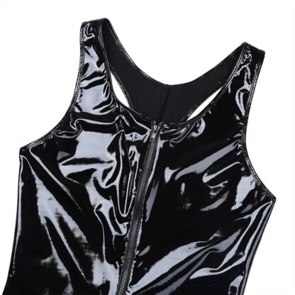 Faux Leather Open Crotch Bodysuit - Image 4