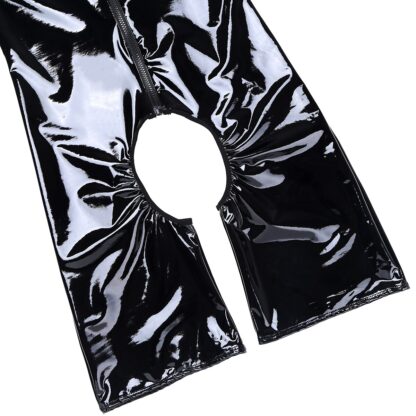 Faux Leather Open Crotch Bodysuit - Image 5