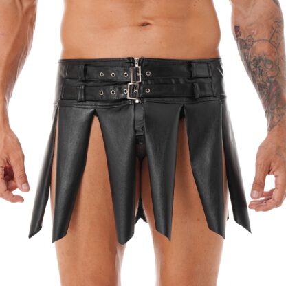 Faux Leather Tassel Mini Skirt