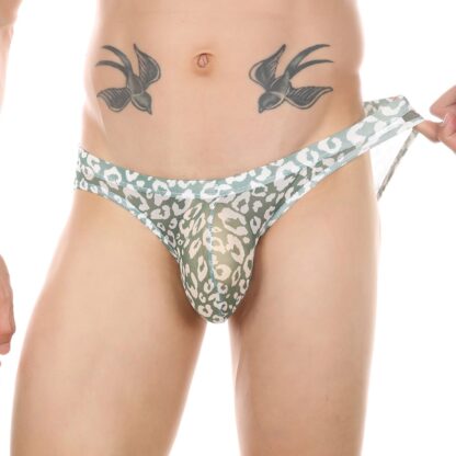 Leopard Print Mesh See-Through Briefs - Image 3