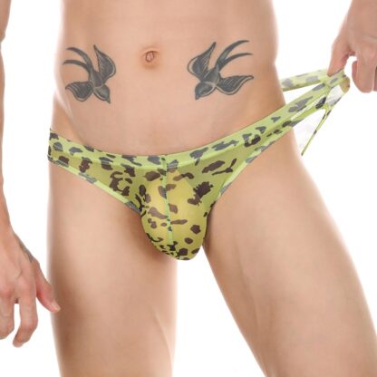 Leopard Print Mesh See-Through Briefs - Image 4
