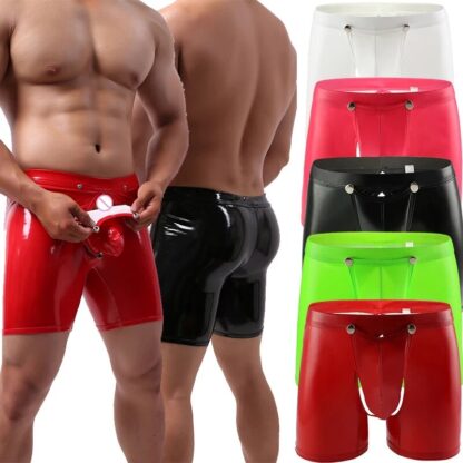 Faux Leather Open Crotch Boxers - Image 5