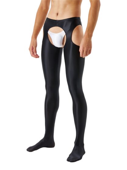 Glossy Open Crotch Leggings - Image 2
