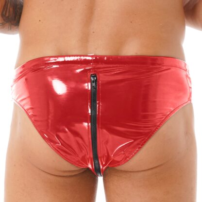 Faux Leather Open Crotch Briefs - Image 12