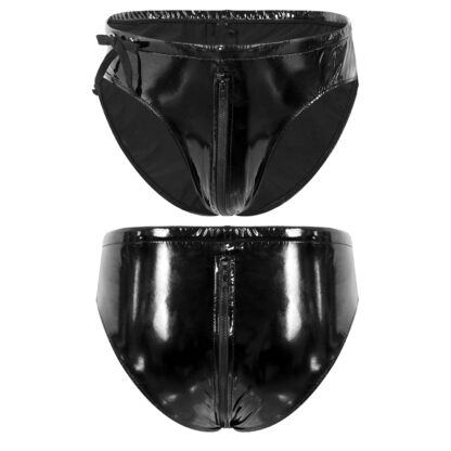Faux Leather Open Crotch Briefs - Image 8
