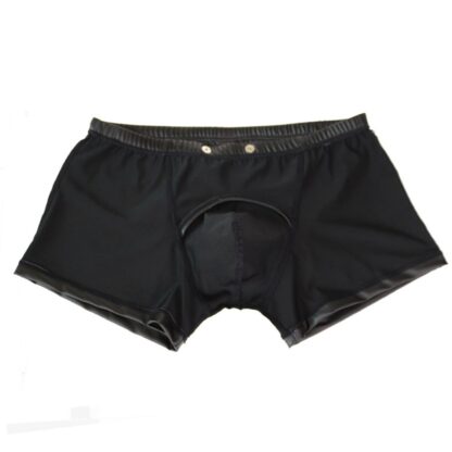Open Crotch Faux Leather Boxers - Image 3