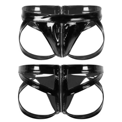 Open Crotch Faux Leather Jockstrap - Image 2