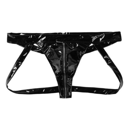 Open Crotch Faux Leather Jockstrap - Image 3