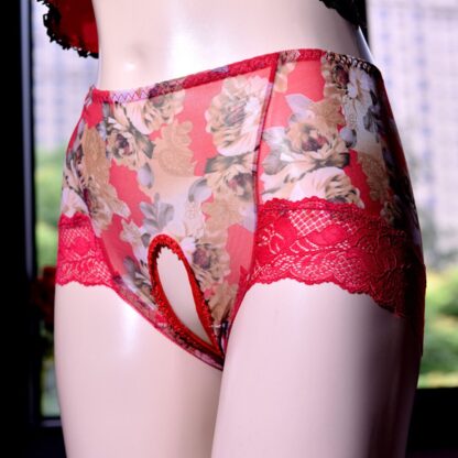 Open Crotch and Open Back Lace Boxers