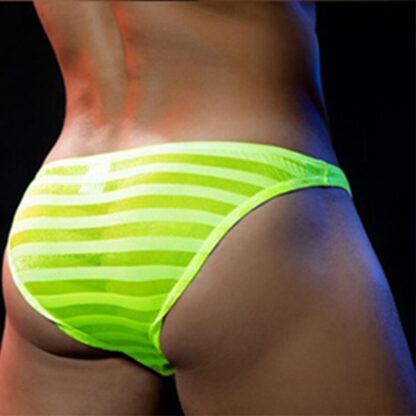 Horizontal Striped Mesh Briefs - Image 2