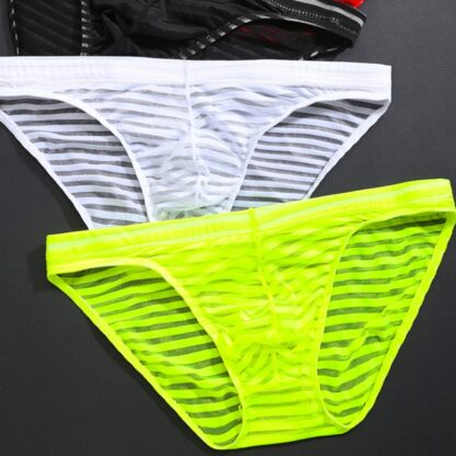 Horizontal Striped Mesh Briefs - Image 3