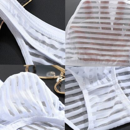 Horizontal Striped Mesh Briefs - Image 5