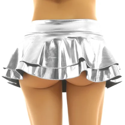 Gleaming Metallic Ruffled Mini Skirt - Image 9
