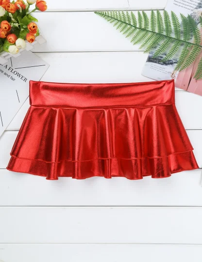 Gleaming Metallic Ruffled Mini Skirt - Image 2