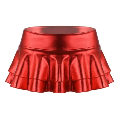 Gleaming Metallic Ruffled Mini Skirt - Image 3