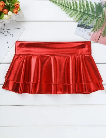Gleaming Metallic Ruffled Mini Skirt