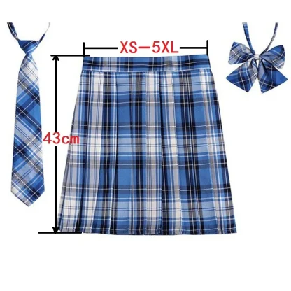 Plaid Mini Skirt with Necktie & Bow Tie - Image 3